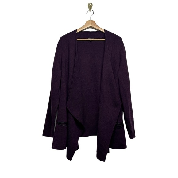 EILEEN FISHER 100% Merino Wool Sweater Cardigan Purple 1X - Picture 5 of 11